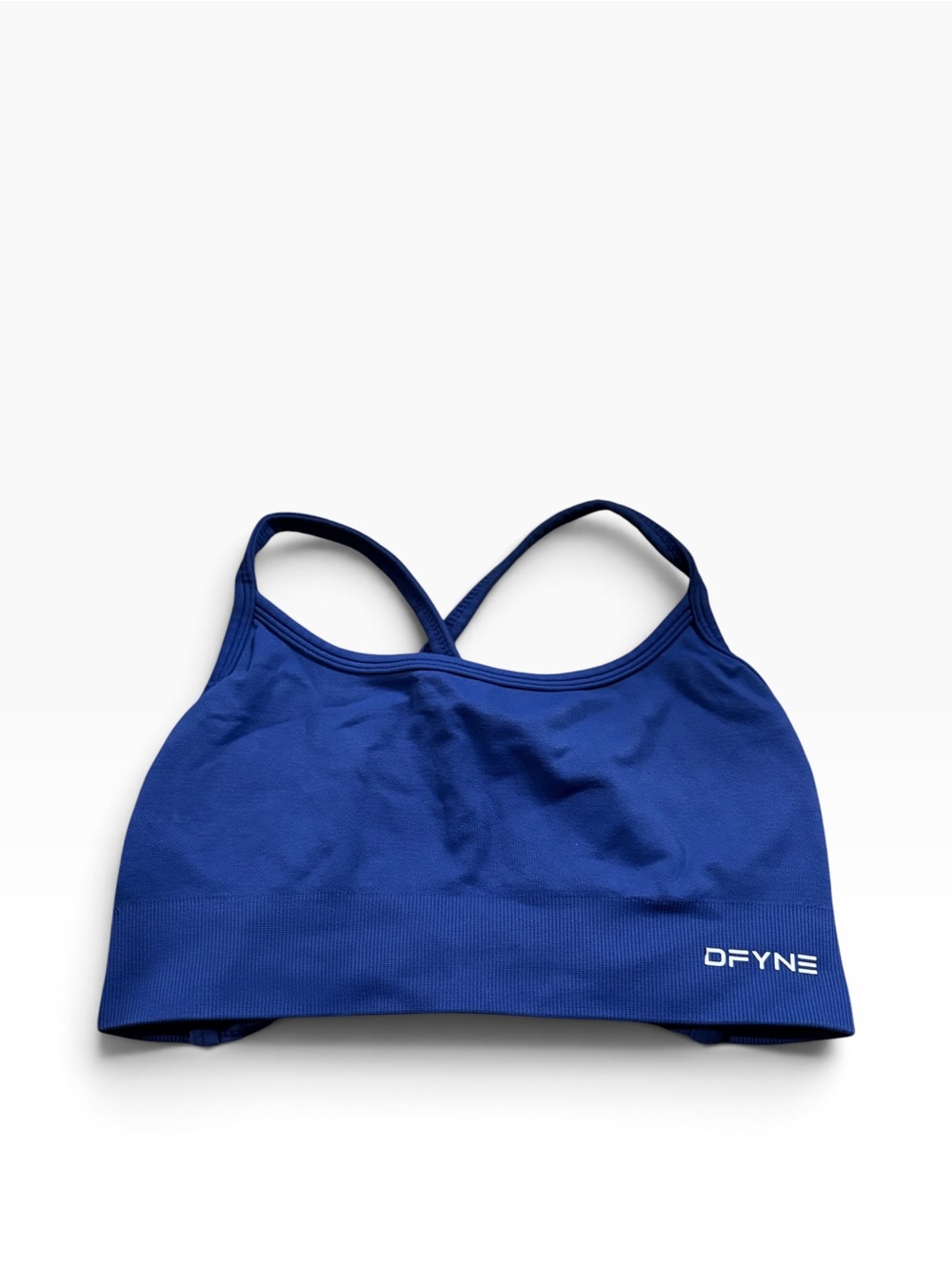 DFYNE Blue Seamless Cross Back Sports Bra Size Small